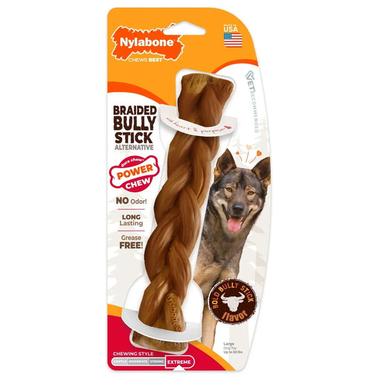 Power Chew Braided Toy Large Durable Nylon Dog Alternative Safe Odor Free Healthy Chewing Teeth Cleaning Fresh Breath