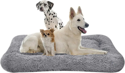Deluxe Plush Bed. Cushion Crate Mat, Fluffy Comfy Kennel Anti-Slip Washable Pad for Medium Large X-Large Dogs