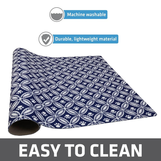 Waterproof Dog Food Mat Slip-Resistant Stain Resistant Absorbent Feeding Mat Machine Washable Protects Floors Durable 19x24in