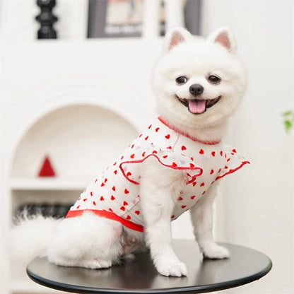 Adorable Puppy Tank Top with Polka Dot Pattern and Ruffle Sleeves