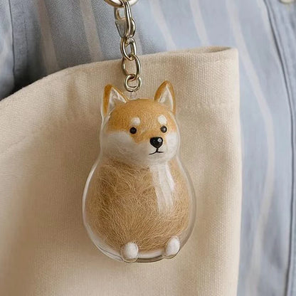 Cartoon Dog Shape Dog Hair Storage Box Transparent Hair Grooming Pet Hair Keychain Pendants or  Backpacks