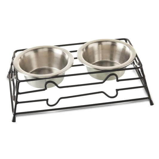 Elevated Dog/Cat Metal Diner Stainless Steel Bowls 12.68 fl oz 3-in-1 Compact Design Easy Clean Durable Non-Corrosive