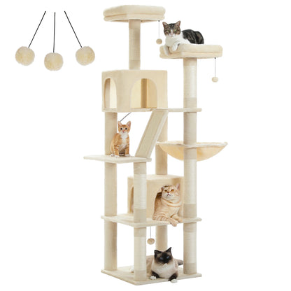 This Large Cat Tree is the ultimate multi-level playground for indoor cats. Featuring plush condos, sturdy scratching posts, cozy perches, and spacious caves, it provides endless entertainment, comfort, and climbing fun for y