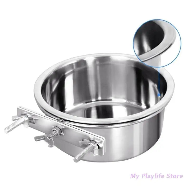 Pet Bowl Can Hang Stationary. Dog Cage Bowls. Stainless Steel Hanging Bowls Durable