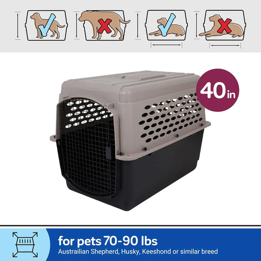 Dog Kennel 40", Taupe & Black, Portable  Portable for Pets 70-90lbs
