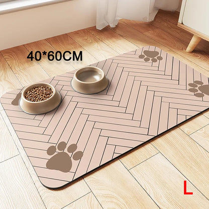 Feeding Placemat for Food and Water Bowl, with Waterproof Rubber Backing, Quick Dry Water Mat for Dog Cat