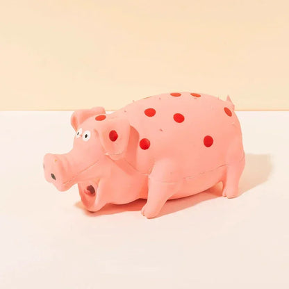This squeaky pig dog toy is made of durable latex rubber, perfect for chewing, fetching, and interactive play that keeps your pup entertained and happy.