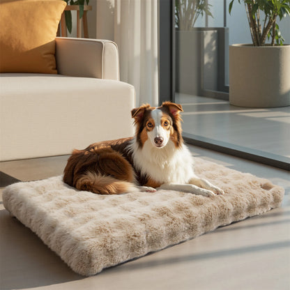 Fluffy Dog Crate Bed for Extra Large Dogs, Calming Anti Anxiety Dog Bed, Washable Soft Warm Crate