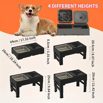 Adjustable Bowl Holder Folding. Food Bowl Table. Stainless Steel Basin. Non-slip Table Legs