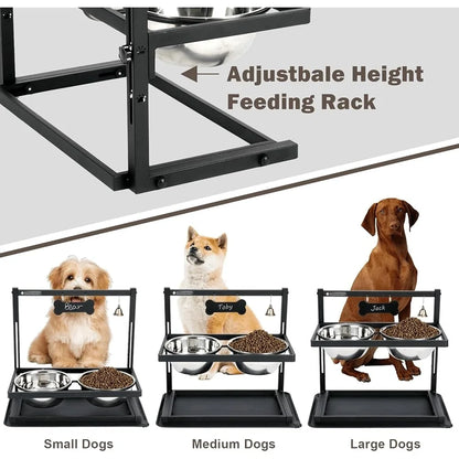 Elevated Slow Feeder Dog Bowls Adjustable Height Reduces Joint Stress with Spill-Proof Mat Large Dogs