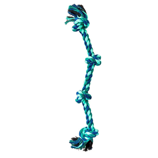 Durable 21" 4 Knot Rope Chew Toy Interactive Tugging Fetching Playtime Healthy Exercise Medium Large Breeds