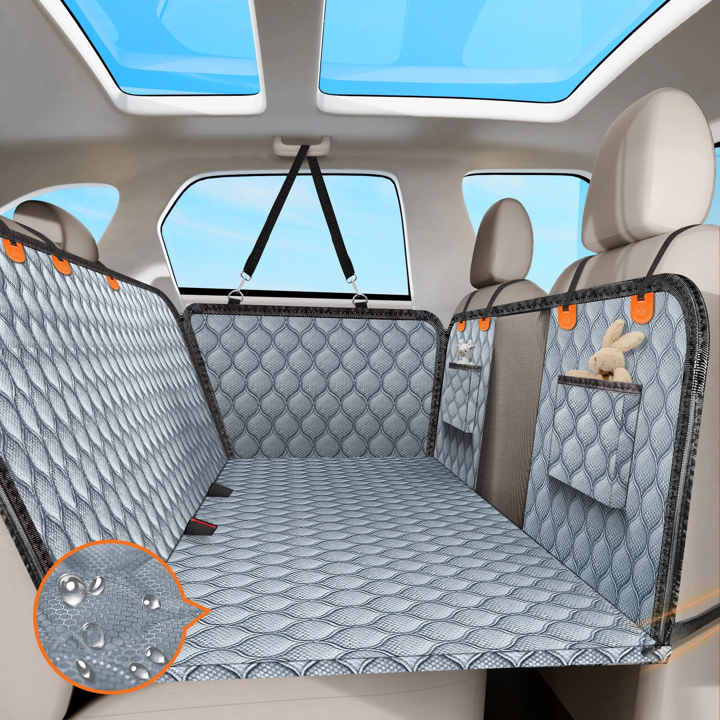 Back Seat Extender for Dogs. Holds 400LBS, Non-Slip Hardbottom Waterproof