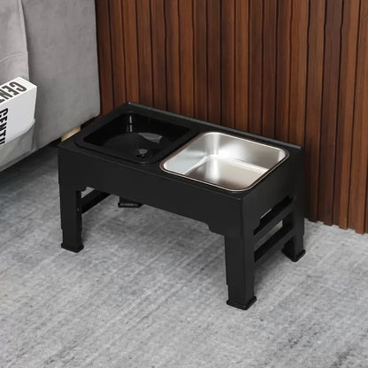 Adjustable Bowl Holder Folding. Food Bowl Table. Stainless Steel Basin. Non-slip Table Legs