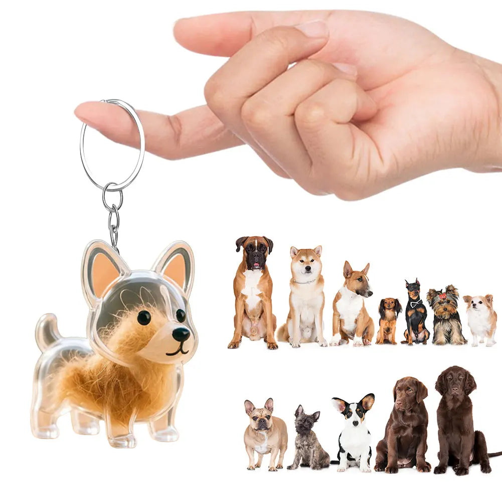 Cartoon Dog Shape Dog Hair Storage Box Transparent Hair Grooming Pet Hair Keychain Pendants or  Backpacks