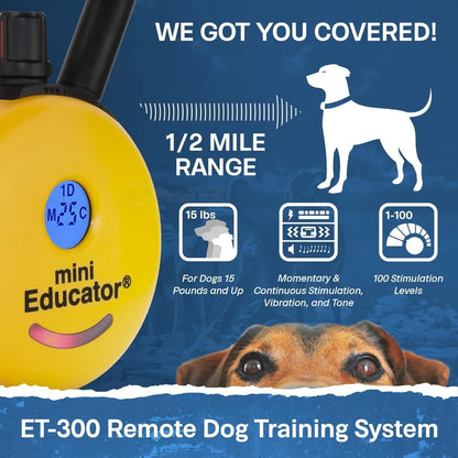1/2 Mile Remote Waterproof Trainer Mini Educator Remote Training Collar - 100 Training Levels Plus Vibration