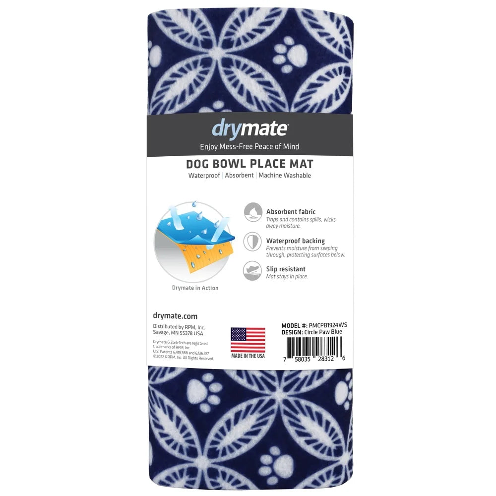 Waterproof Dog Food Mat Slip-Resistant Stain Resistant Absorbent Feeding Mat Machine Washable Protects Floors Durable 19x24in