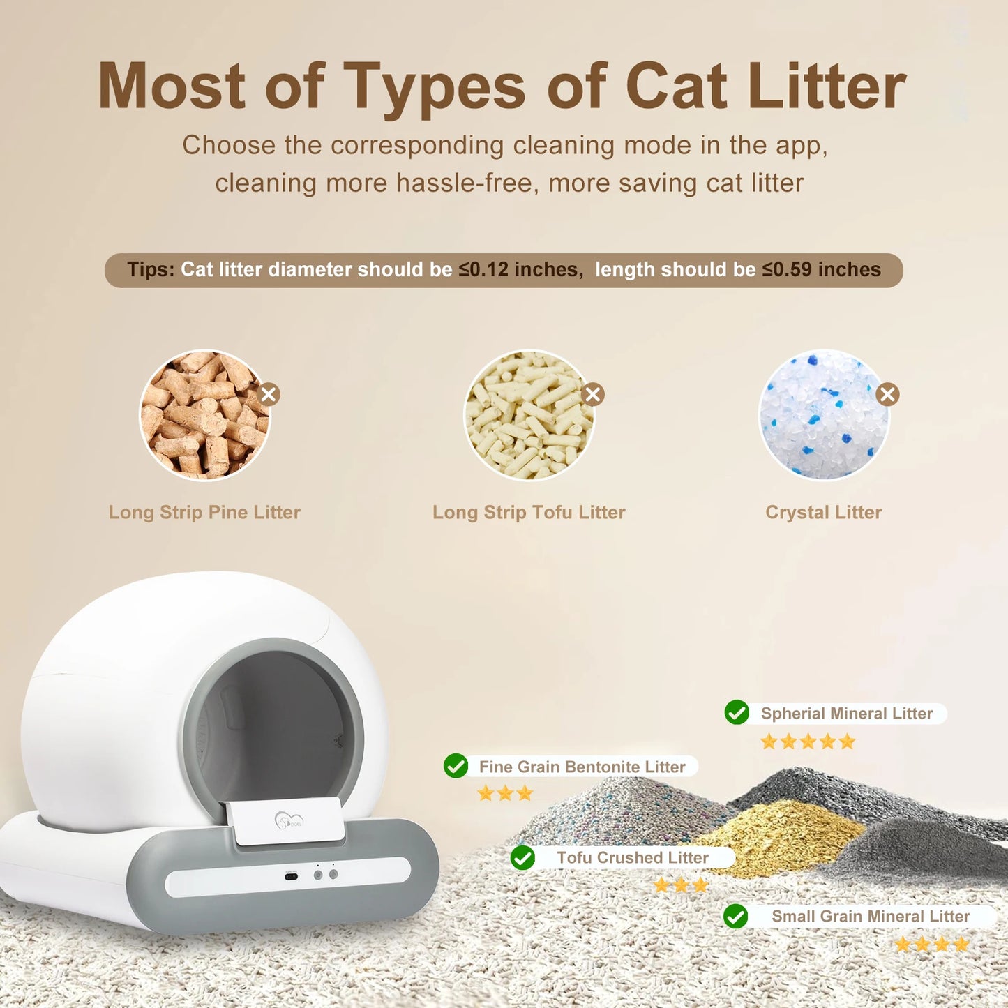The Automatic Cat Litter Box is a smart, self-cleaning solution for multiple large cats. With app control, a built-in litter mat, and efficient waste management, it keeps your home clean while giving your cats a convenient an