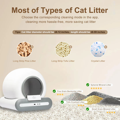 The Automatic Cat Litter Box is a smart, self-cleaning solution for multiple large cats. With app control, a built-in litter mat, and efficient waste management, it keeps your home clean while giving your cats a convenient an