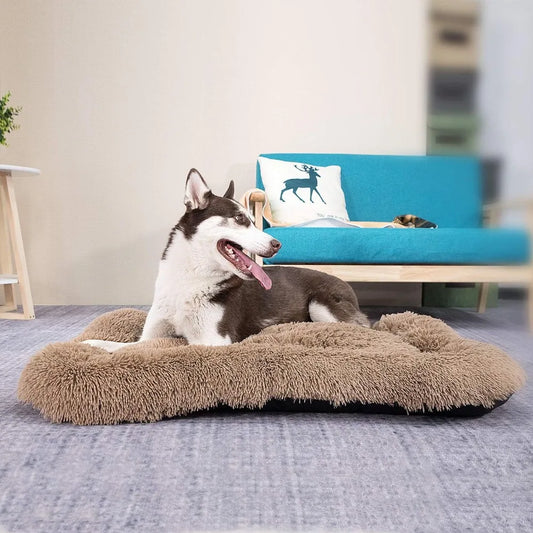 Deluxe Plush Bed. Cushion Crate Mat, Fluffy Comfy Kennel Anti-Slip Washable Pad for Medium Large X-Large Dogs
