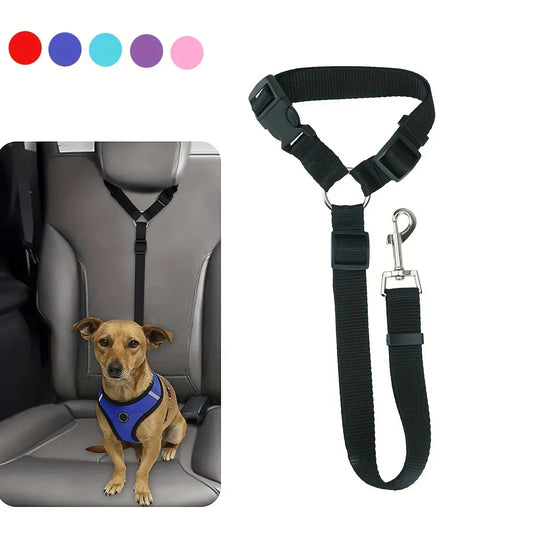 Nylon Two-in-one Dog Seat Belt. Adjustable, Backseat, Solid Color
