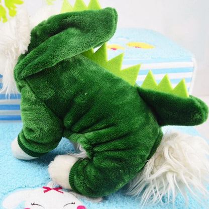 Dog Clothes Dinosaur Costumes Winter Warm Plush Coat Hoodie Puppy or small dog