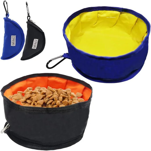 Portable Pet Water Food Feeder Bowl. Convenient, Collapsible Feeding or Water For Dog/Cat