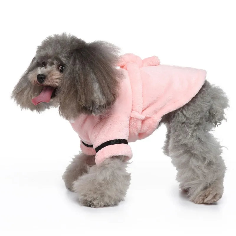 Dog Bathrobe with Hooded.  Soft Bath Drying Towel For Puppy/Cats