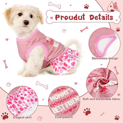 6 Pack Girl Dog/Cat Clothes. Cute Dog Sundress Puppy Summer Outfits with Ruffles