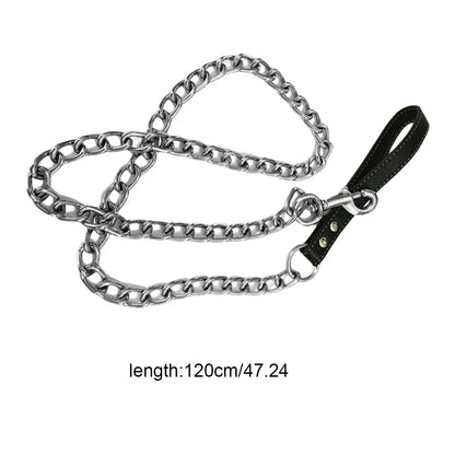 1Pcs Metal Chain Dog  With Leather Handle