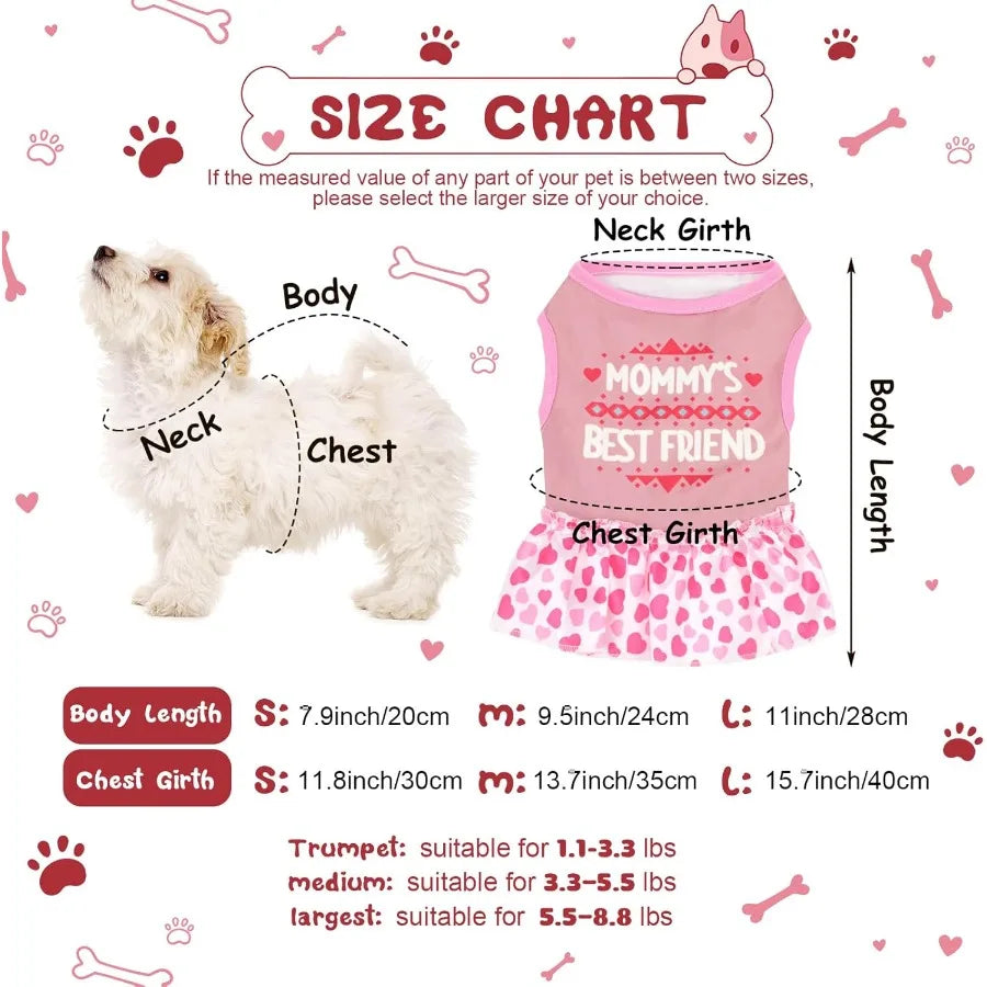 6 Pack Girl Dog/Cat Clothes. Cute Dog Sundress Puppy Summer Outfits with Ruffles