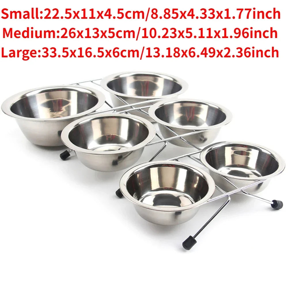 Stainless Steel Dogs/Cat Double Bowls. Durable Iron Stand Food Water Dishes Anti Slip Puppy Feeder Pet Supplies