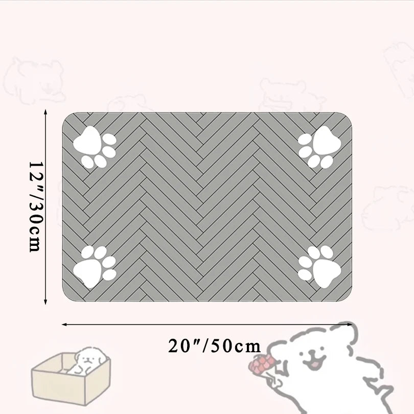 Feeding Placemat for Food and Water Bowl, with Waterproof Rubber Backing, Quick Dry Water Mat for Dog Cat