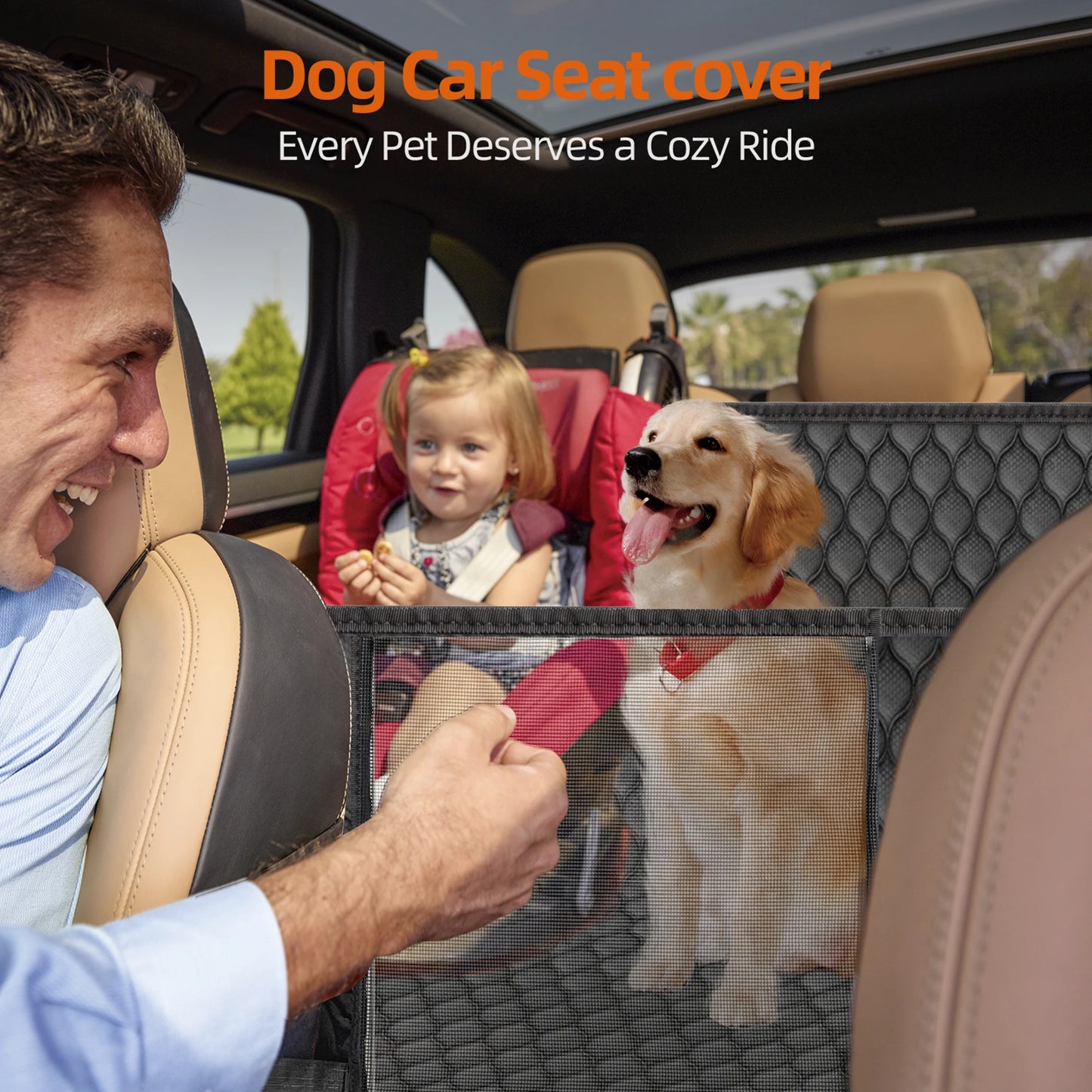 Back Seat Extender for Dogs. Holds 400LBS, Non-Slip Hardbottom Waterproof
