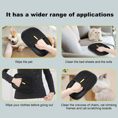 Pet Hair Removal Tool Set Reusable Static Removal Gloves, Double-Sided Grooming Gloves