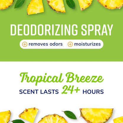 Fresh Soothing Tropical Breeze Deodorizing Spray 8oz Eliminates Odors Moisturizes Pets Coat Long Lasting Scent Plant Based
