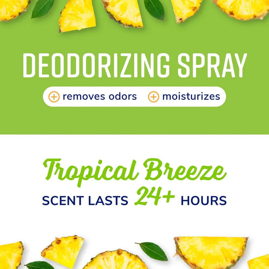 Fresh Soothing Tropical Breeze Deodorizing Spray 8oz Eliminates Odors Moisturizes Pets Coat Long Lasting Scent Plant Based