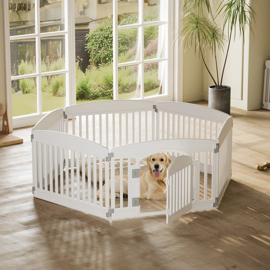 This Plastic Dog Playpen features 6 durable, expandable panels for medium dogs — perfect for indoor or outdoor use with its portable, foldable design.