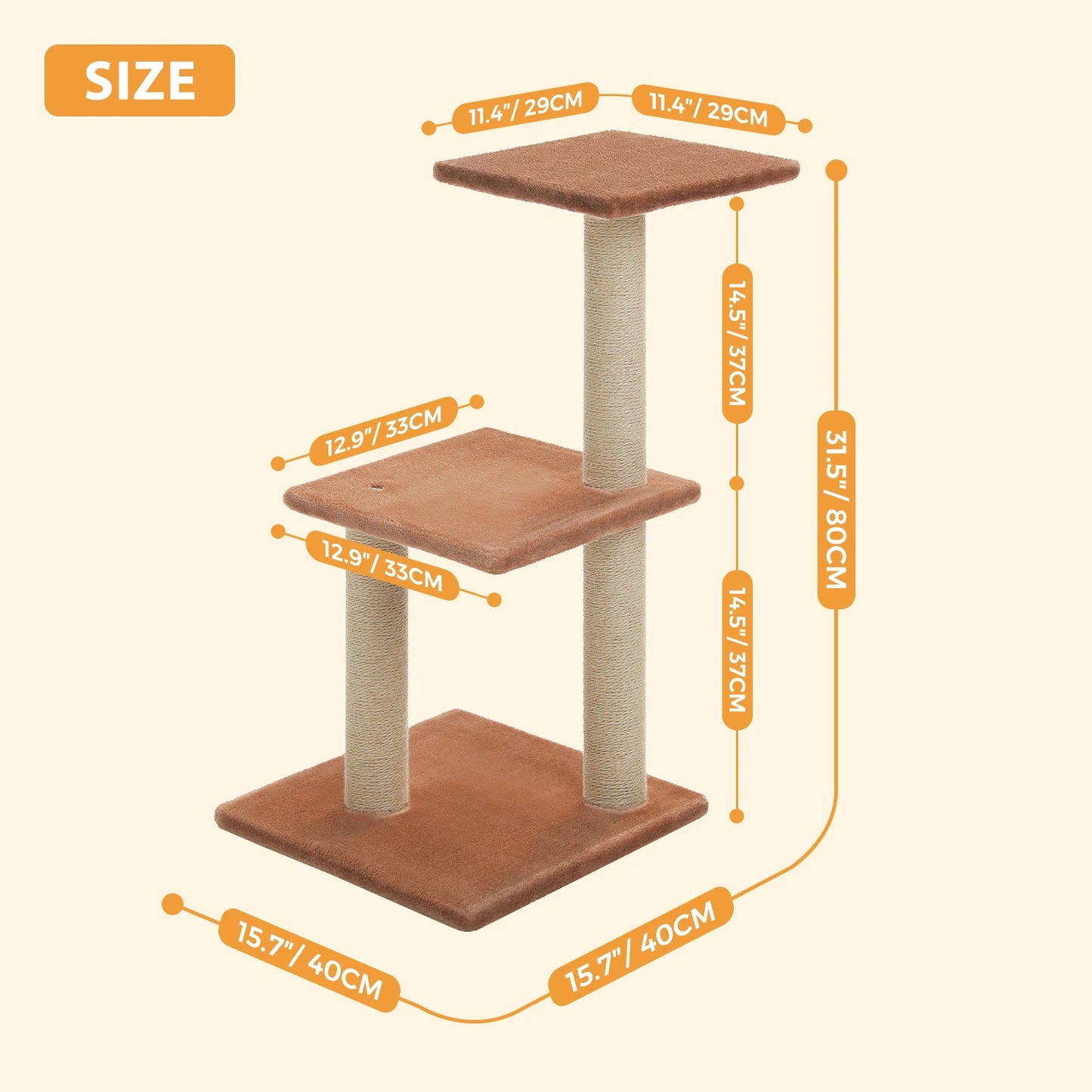 This Cat Tree Tower offers indoor cats endless fun and relaxation. Featuring cat scratching posts, a big hammock, and a removable top perch in two stylish designs, it’s perfect for climbing, lounging, and playtime in comfor