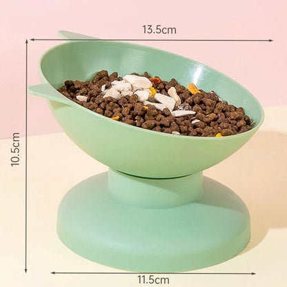 Pet feeding and drinking bowl, high footed slanted mouth bowl,
