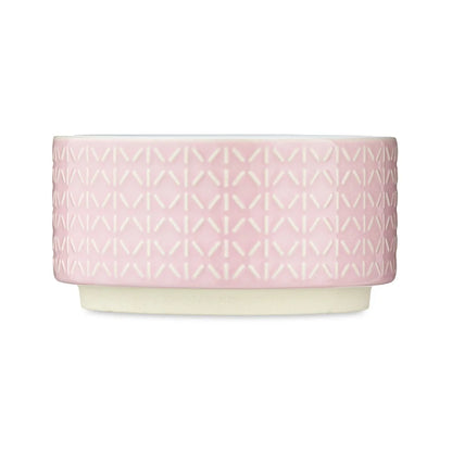 2 Pack Small Ceramic Pet Bowl Durable Dishwasher Safe Dog Feeding Bowl 12oz Pink Colorful Design Easy Clean