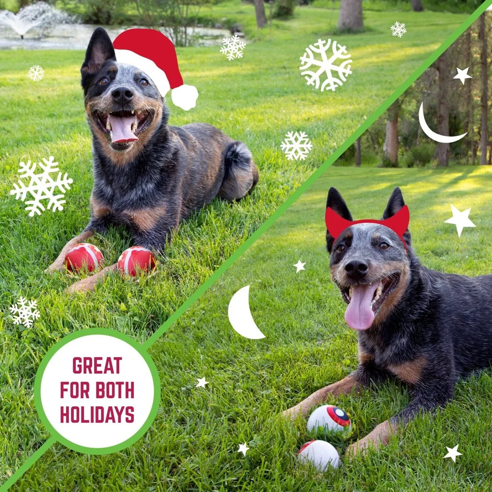 Durable Natural Rubber Fetch Balls Dogs 3 Inch 4 Pack Treat Dispensing Chew Toys