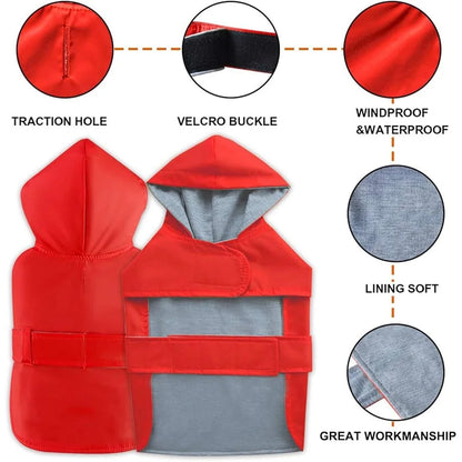 Waterproof Dog Raincoat Small Medium Dogs Lightweight Adjustable Poncho Pullover with Leash Hole Cotton Lining Easy to Clean