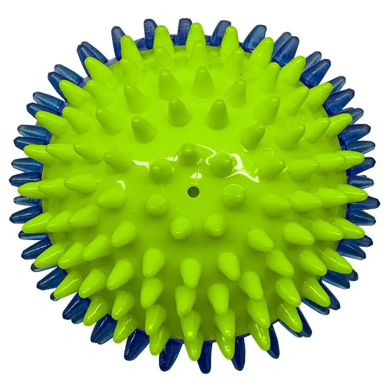 LED Light Up Squeaky Ball Dog Toy with Dental Spikes Soft  Interactive Night Play Fetch Game