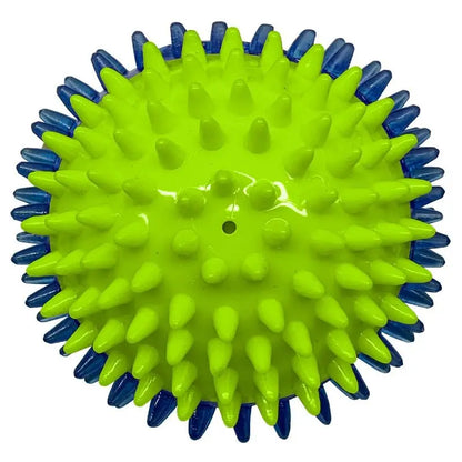 LED Light Up Squeaky Ball Dog Toy with Dental Spikes Soft  Interactive Night Play Fetch Game