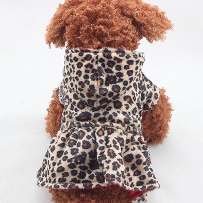 Adorable and Warm Winter Leopard Hoodie Coat for Pets - Stylish Pet Apparel to Keep Your Furry Friend Cozy