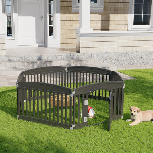 This Plastic Dog Playpen features 6 durable, expandable panels for medium dogs — perfect for indoor or outdoor use with its portable, foldable design.