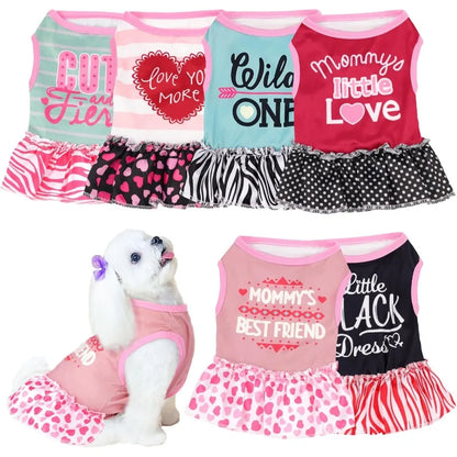 6 Pack Girl Dog/Cat Clothes. Cute Dog Sundress Puppy Summer Outfits with Ruffles