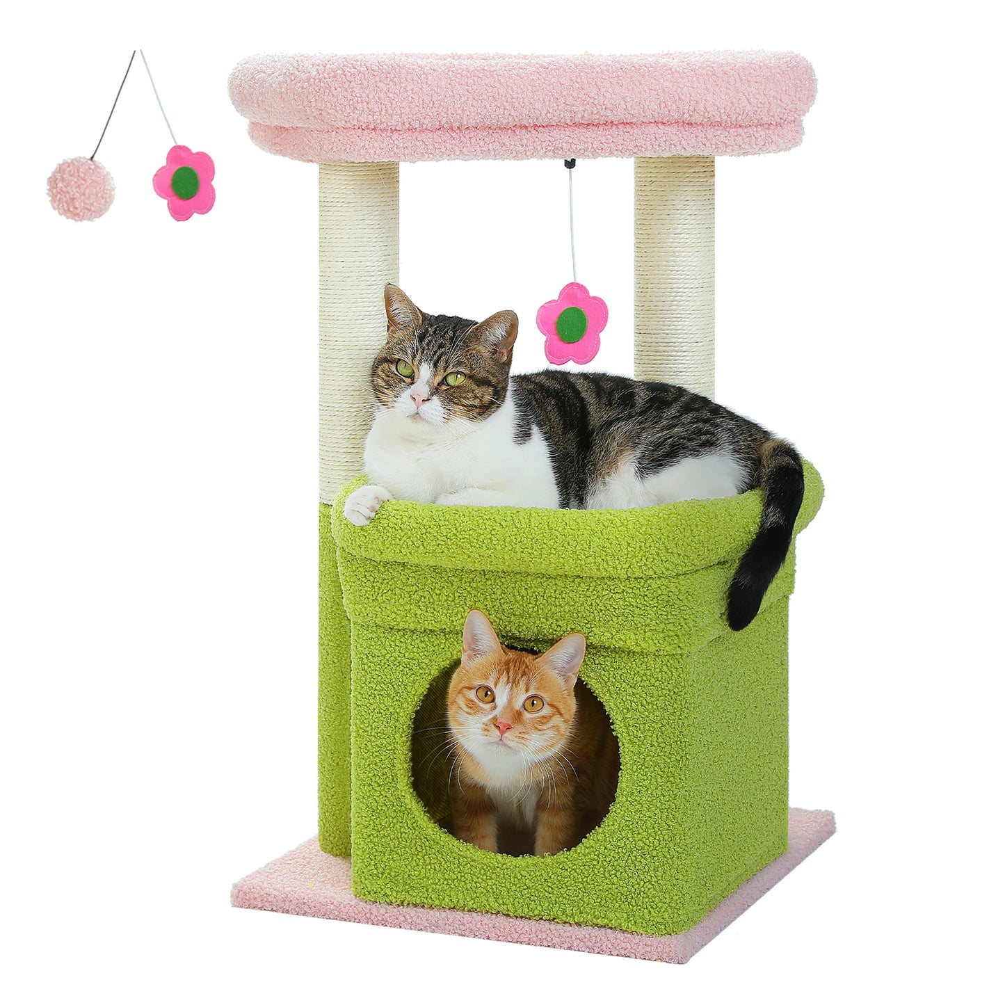 This Cat Tree Tower is designed for 1–2 indoor cats to play, rest, and climb in comfort. Featuring a cozy condo, wide top perch, natural sisal posts, soft plush fabric, and a playful pom-pom, it’s the perfect all-in-one s