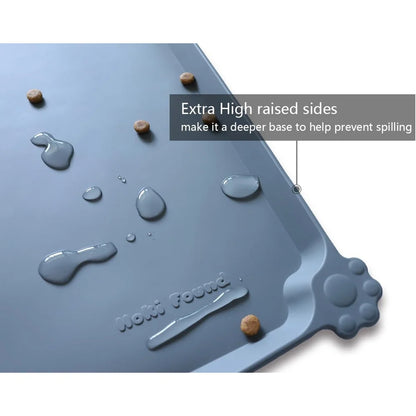 Waterproof Pet Feeding Mats Non-Slip High Lip Silicone Food Water Spill Proof Durable Easy Clean Travel Mat