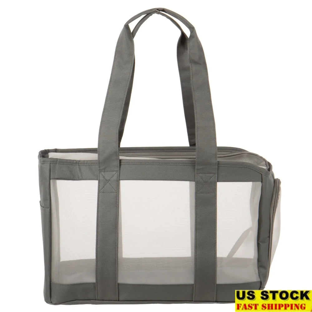 Durable Mesh Soft-Sided Pet Tote Carrier Small Dogs and Cats with Secure Zippers and Comfort Straps Ideal Travel